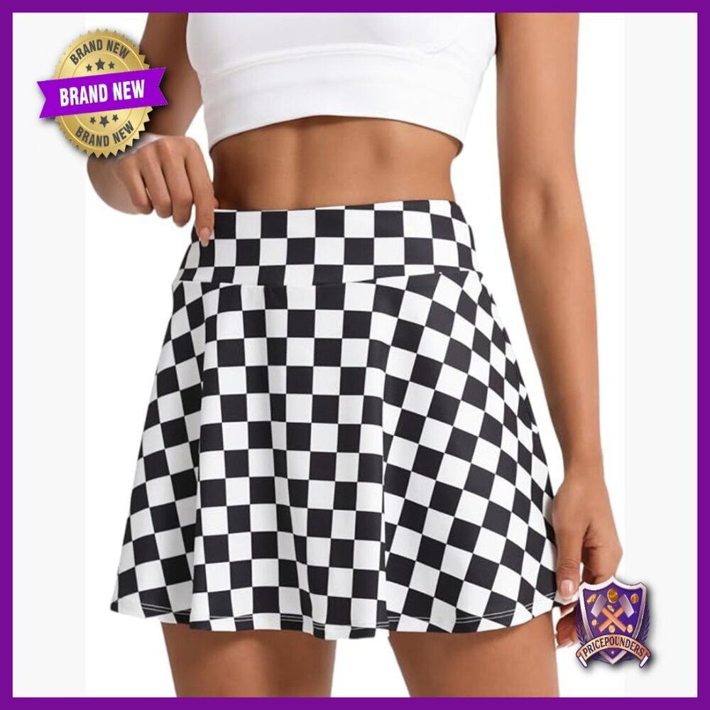High Waisted Pleated Athletic Skort with Built-in Shorts Pocket for Tennis Golf